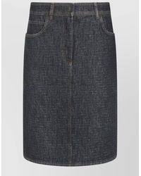 Fendi - Padded Denim Straight Skirt - Lyst