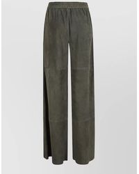 Via Masini 80 - Suede Leather Trousers High Waist Wide Leg - Lyst