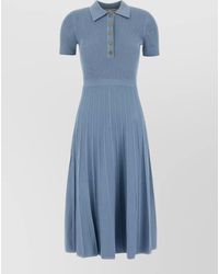 Michael Kors - Knit Dress Short Sleeves Pleated Skirt Buttons - Lyst