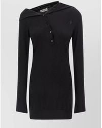 The Attico - Wool Cashmere Dress Asymmetric Neckline - Lyst