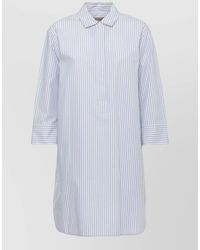Woolrich - Striped Cotton Dress Knee Length Sleeves - Lyst