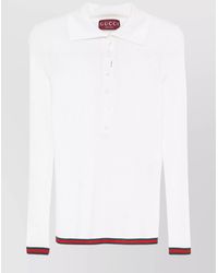 Gucci - Cashmere Silk Ribbed Long-Sleeve Polo Shirt - Lyst