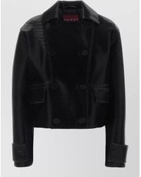 Gucci - Lamb Leather Double Breasted Coat - Lyst