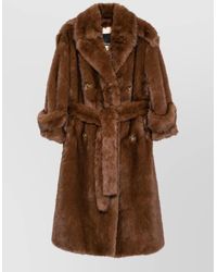 BB COUTURE - Faux Fur Double-Breasted Belted Coat - Lyst