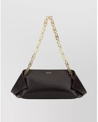 Ferragamo - Leather Shoulder Bag Featuring Chain Strap - Lyst