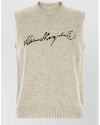MM6 by Maison Margiela - Wool Logo-Print Sleeveless Jumper - Lyst