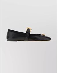Versace - Nappa Leather Flat Ballerinas With Buckle Detail - Lyst