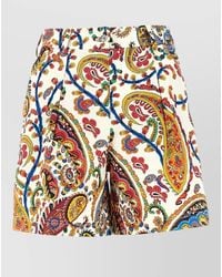 Etro - High Waist Paisley Silk Blend Shorts - Lyst