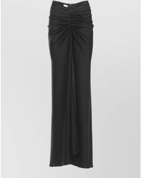 ANDAMANE - Satin Ruched Skirt Front Drape Maxi - Lyst