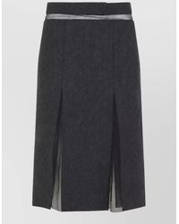 Prada - Virgin Wool Knee-Length Pleated Pencil Skirt - Lyst