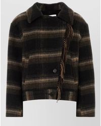 Isabel Marant - Wool Blend Checked Fringe Single Breasted Coat - Lyst