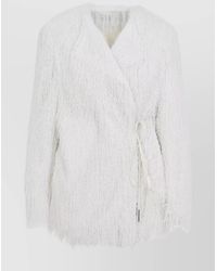 Dries Van Noten - Short Coat With Tie And Notched Lapels - Lyst