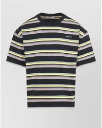 Marni - Striped Cotton Crew Neck Short Sleeve T-Shirt - Lyst