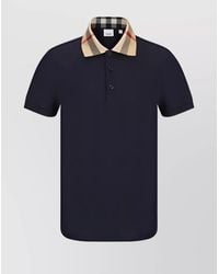 Burberry - Cotton Slim Fit Check Collar Polo Shirt - Lyst
