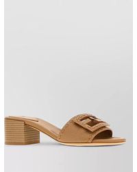 Fendi - Leather Baguette Mules Block Heel Open Toe - Lyst