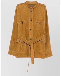 Yves Salomon - Belted Coat Long Sleeves Chest Pockets - Lyst