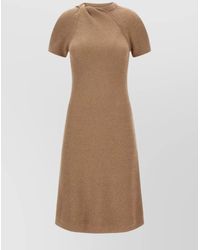Stella McCartney - Ribbed Cable-Knit Short-Sleeve Midi Dress - Lyst
