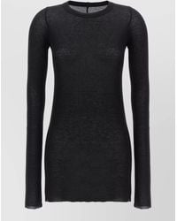 Rick Owens - Silk-Blend Ribbed Slim-Fit Long-Sleeve T-Shirt - Lyst