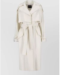 Dondup - Casual Striped Coat Belted Waist Pockets - Lyst