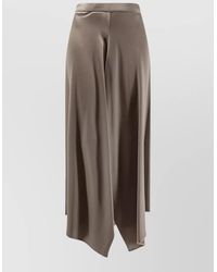 Alysi - Asymmetrical Satin Midi Skirt High Waist - Lyst