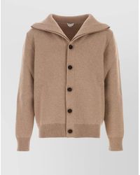Bottega Veneta - Wool Cardigan With Folded Collar And Ribbed Cuffs - Lyst