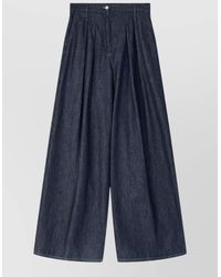 Dries Van Noten - Denim Pleated Wide Leg Trousers - Lyst