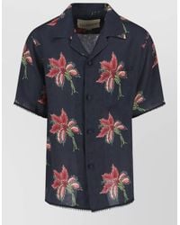 Valentino - Linen Floral Print Bowling Shirt - Lyst