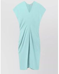 Stella McCartney - Midi Dress V Neck Cap Sleeves - Lyst