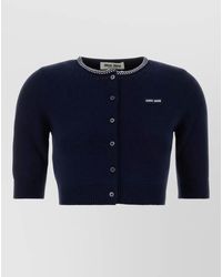 Miu Miu - Cropped Slim-Fit Fine-Knit Cotton Cardigan - Lyst