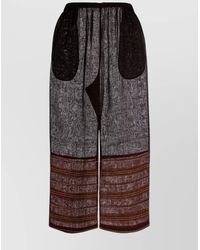 Tory Burch - Linen Striped Wide-Leg Cropped Trousers - Lyst