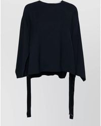 Erika Cavallini Semi Couture - Cady Texture Blouse Crew Neck Wide Sleeves - Lyst