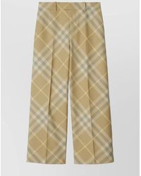 Burberry - Checked Wool Wide-Leg Trousers - Lyst