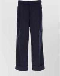 Thom Browne - Cropped Wide-Leg Mid-Rise Tailored Trousers - Lyst