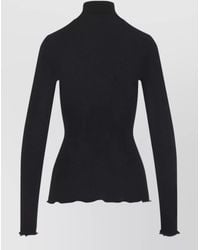 Prada - Ribbed Knit Turtleneck Top Wool Silk - Lyst