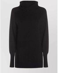 Malo - Ribbed Cowl Neck Knitwear With Long Sleeves - Lyst