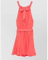 120% Lino - Linen Dress Belted Waist Bow Detail - Lyst