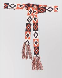 Pierre Louis Mascia - Silk Belt Scarf Geometric Pattern Fringe - Lyst