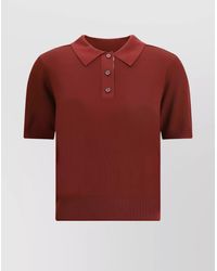 Burberry - Ribbed Wool Short-Sleeve Polo Shirt - Lyst