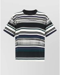 Sacai - Striped Organza Insert Cotton T-Shirt - Lyst