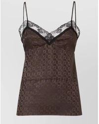 Fendi - Silk Jacquard Sleeveless Sweetheart-Neck Top - Lyst