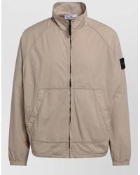 Stone Island - High Collar Jacket Elasticated Cuffs Hem Pockets - Lyst