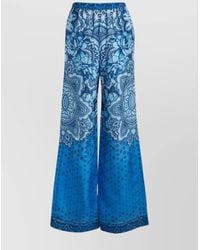 Alberta Ferretti - Silk Printed Wide-Leg Trousers - Lyst
