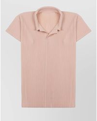 Homme Plissé Issey Miyake - Short Sleeve Pleated Collared Shirt Regular Fit - Lyst