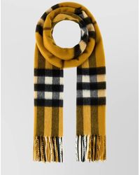 Burberry - Embroidered Check Cashmere Scarf - Lyst