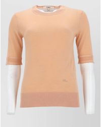 Chloé - Knit Top Half Sleeves Ribbed Hem - Lyst