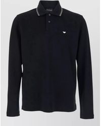 Emporio Armani - Cotton Long-Sleeve Polo Shirt - Lyst