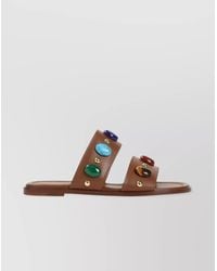 Gianvito Rossi - Leather Embellished Flat Sandals - Lyst