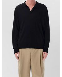 Roberto Collina - Ribbed Long-Sleeve Polo Sweater - Lyst