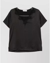 ERMANNO FIRENZE - Lace Trim V-Neck Short-Sleeve Top - Lyst
