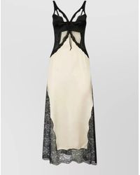 The Attico - Lace-Trim Satin Midi Dress - Lyst